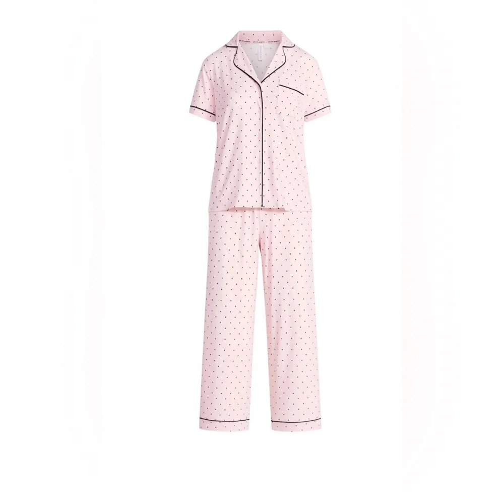 Joyspun Women's Dreamy Soft Collection Notch Knit Top Capri Pants Pajama Set 2X